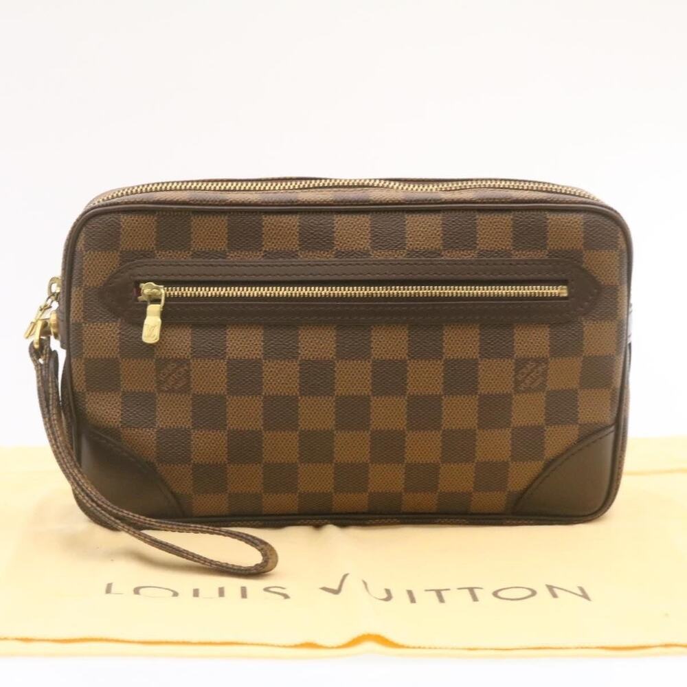 Louis Vuitton Damier Ebene Marly Dragonne GM Clutch Bag Sp Order Brown
